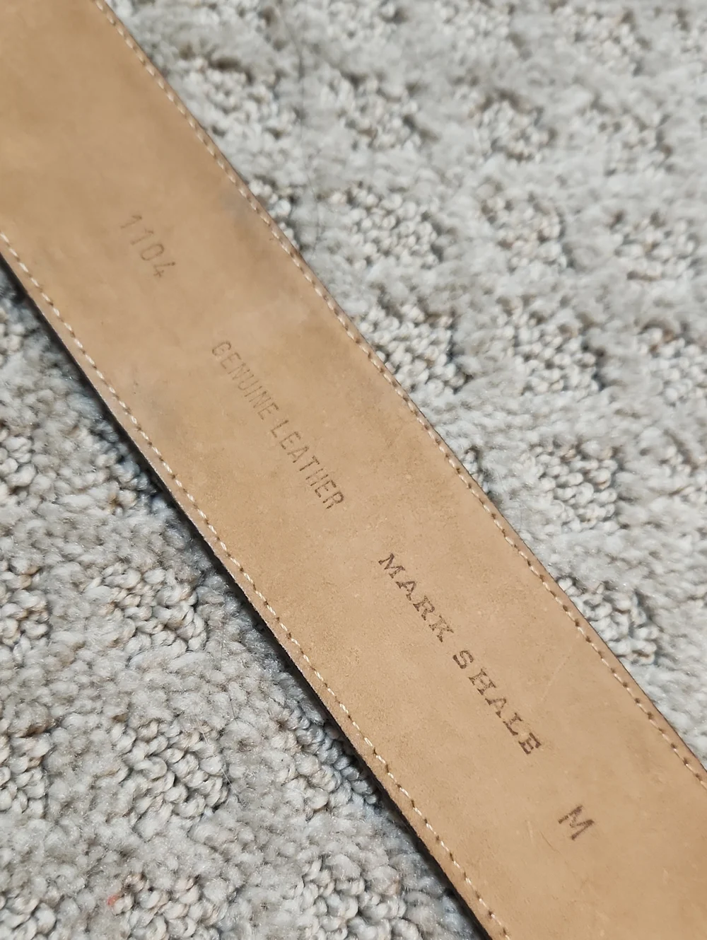 Mark Shale Reptile Embossed Textured Brown Leather Belt Gold Buckle Size Medium